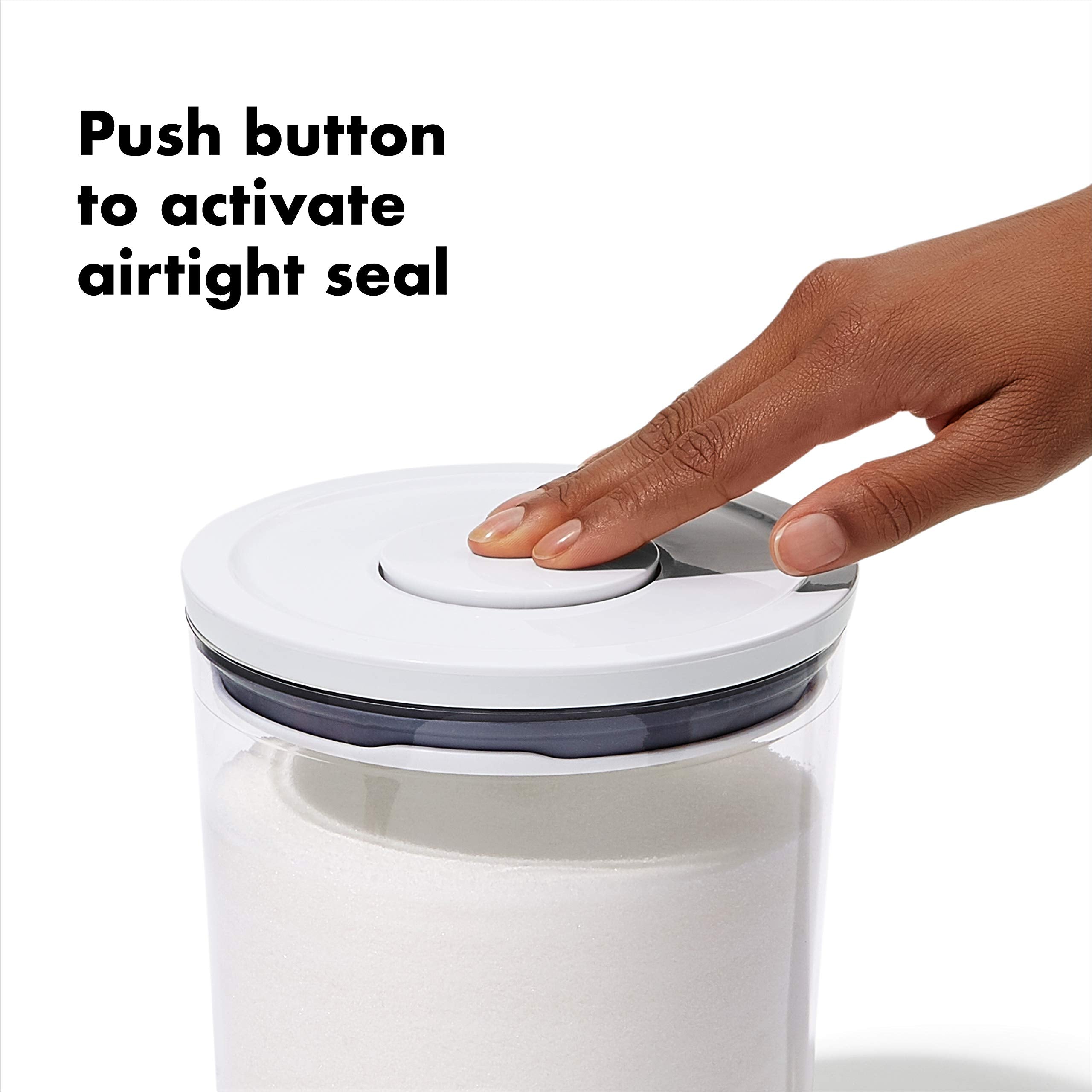 Oxo Good Grips 3-Piece Mini Round Pop Canisters | Includes Three 0.6 Qt/0.6 L Airtight Food Storage Containers | Ideal For Tea,